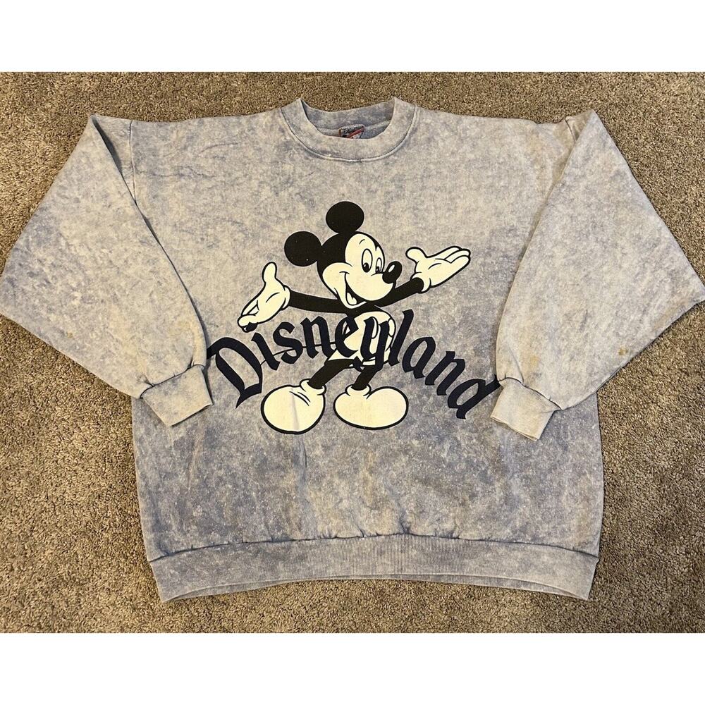 Vintage Disneyland Mickey Mouse Acid Washed Sweatshirt One Size Made In USA RARE